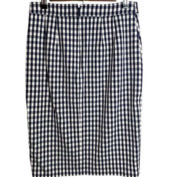 NWT Ann Taylor Skirt Size 2 Sheath Career Nautical Gingham Lined Front Slit - Picture 2 of 6